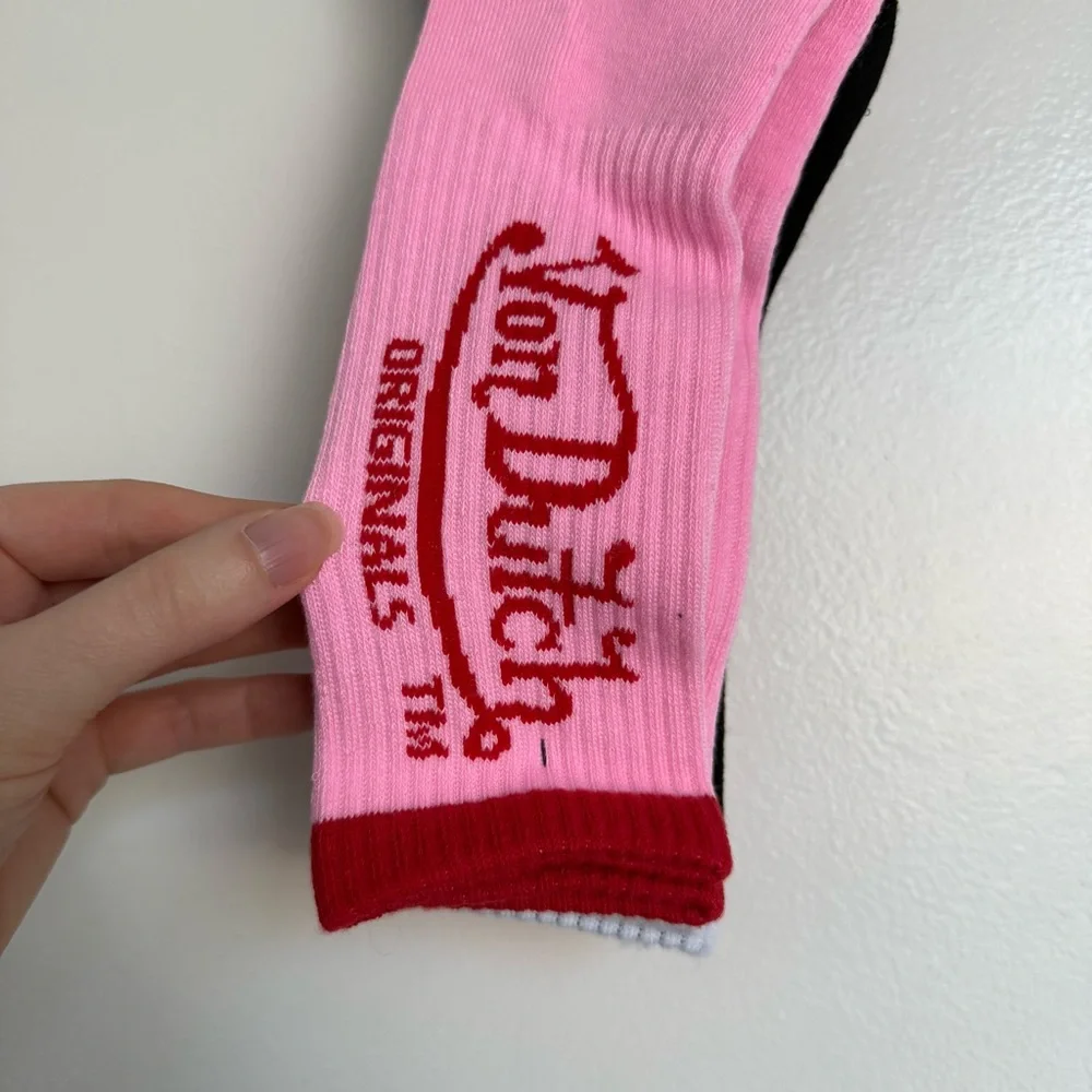 NWT men’s Von Dutch Red and Pink Socks one size unisex